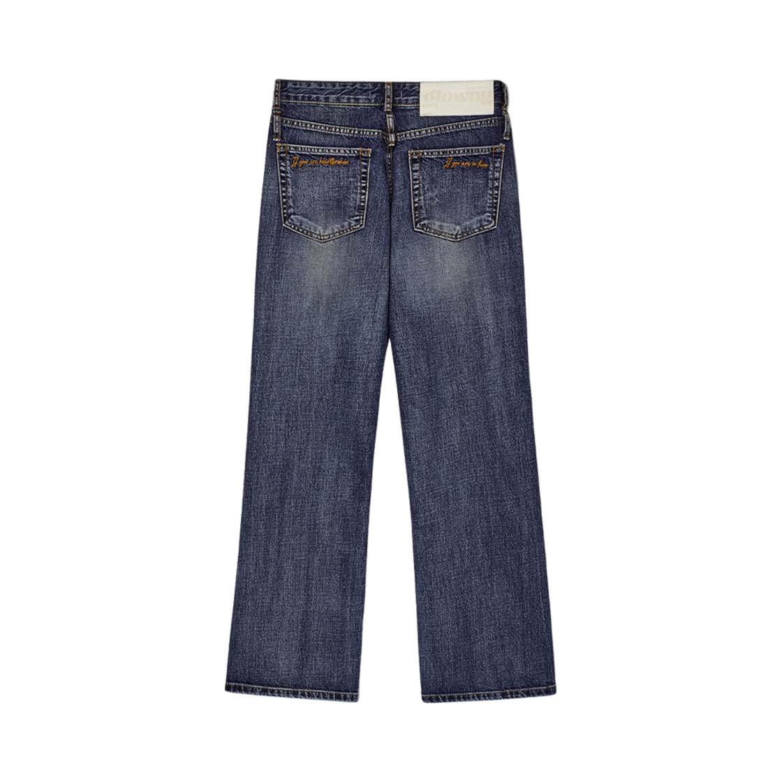 (W) 글로니 더블 벨티드 부츠 컷 데님 진 블루((W) Glowny Double Belted Boots Cut Denim Jeans Blue) - 1