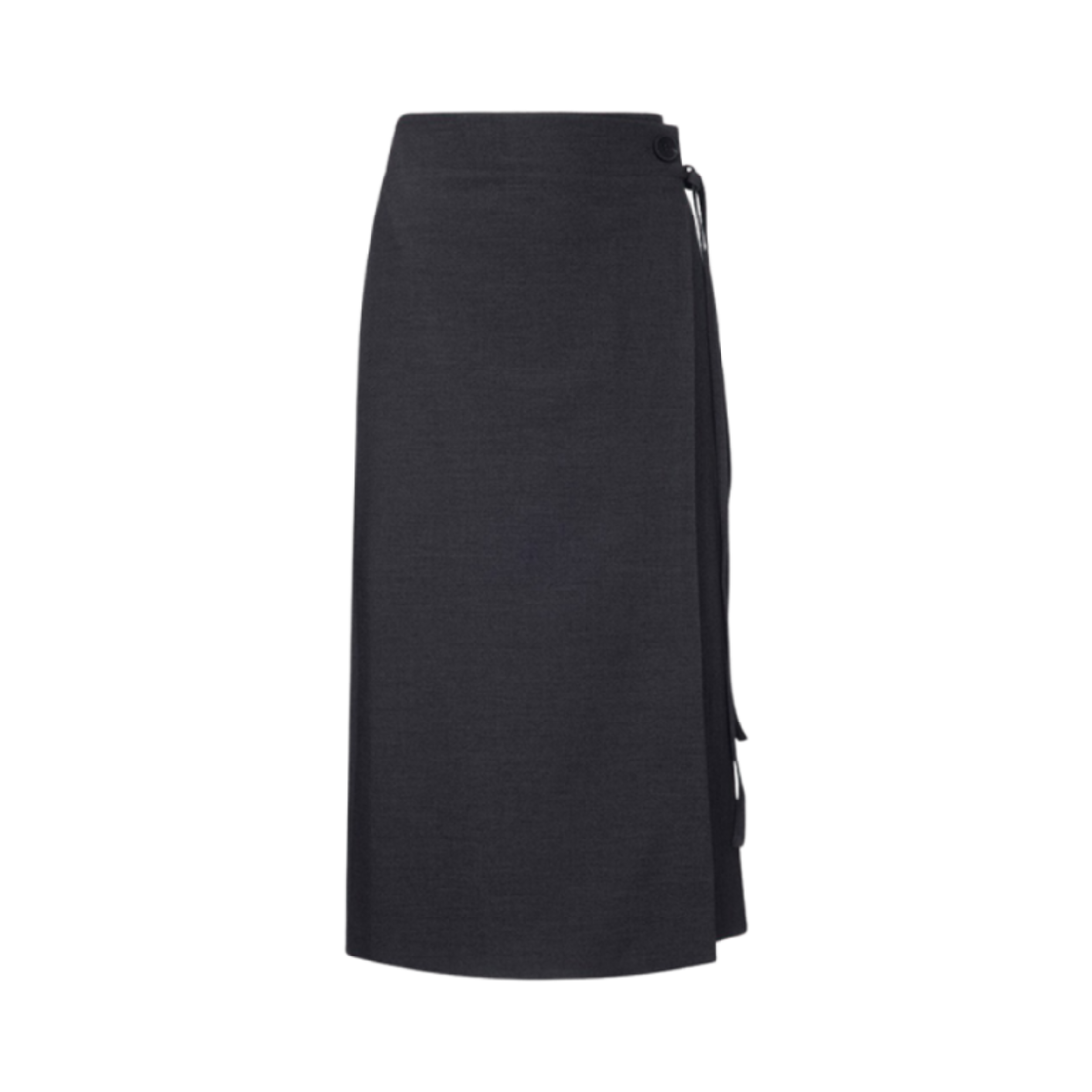 (W) 온앤온 랩 디테일 H라인 미디 스커트 차콜((W) On&On Wrap Detailed H-Line Midi Skirt Charcoal)