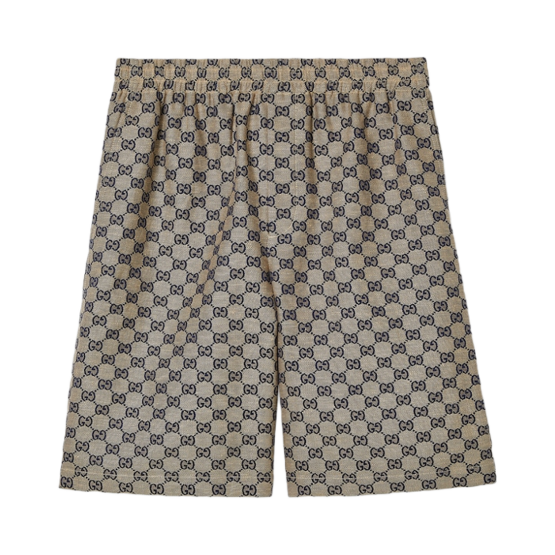 742781-ZAM7G-9118 Gucci GG Linen Blend shorts Beige Blue GG Linen Blend Canvas