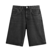 Zara Bermuda Denim Baggy Fit Black
