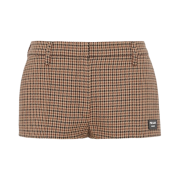 (W) Prada Houndstooth Check Shorts Tobacco