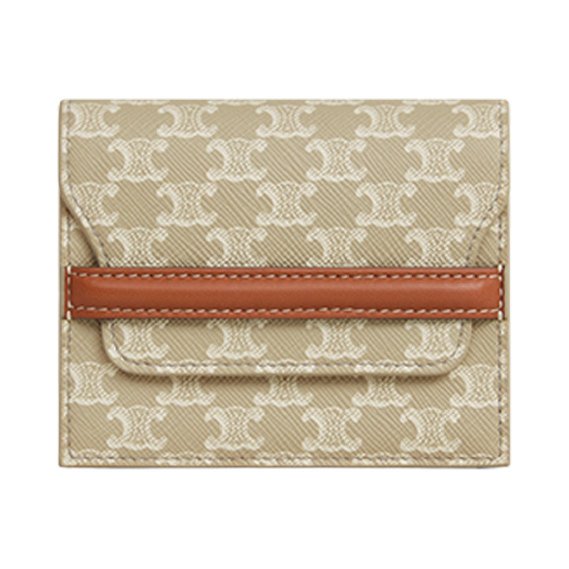 10E242FI8-02GR Celine Business Card Holder in Triomphe Canvas Lambskin Grege