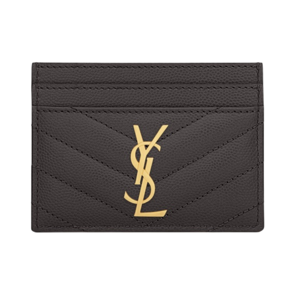 생로랑 그랑 드 뿌드르 텍스쳐드 마틀라세 레더 카산드라 마틀라세 카드 케이스 스톰(Saint Laurent Cassandre Matelasse Card Case in Grain De Poudre Embossed Leather Storm) - 1