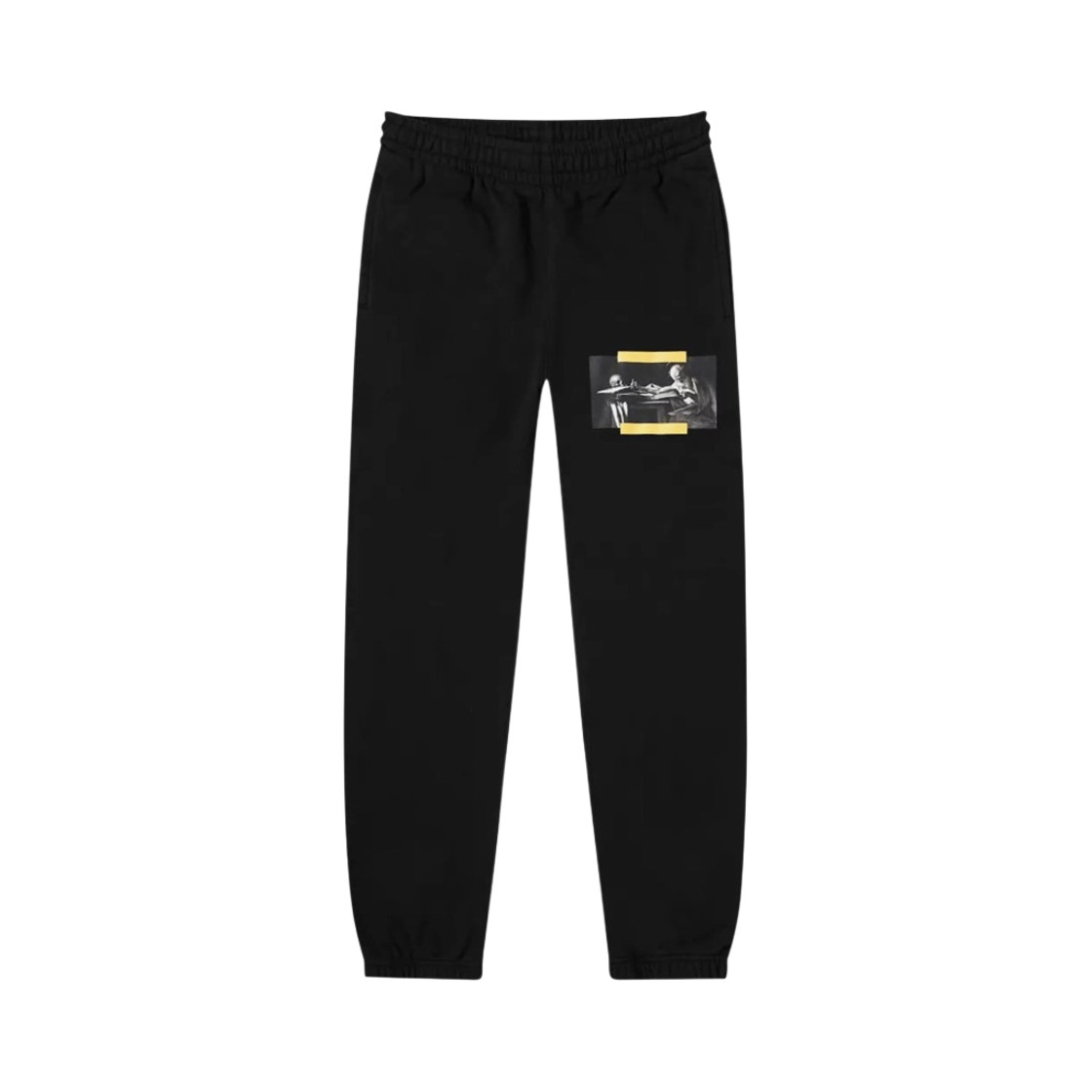 오프화이트 카라바지오 페인팅 슬림 스웨트팬츠 블랙 멀티컬러(Off-White Caravagio Painting Slim Sweatpants Black Multicolor)