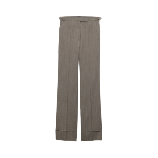 (W) Prada Technical Wool Pants with Belt Clay Grey