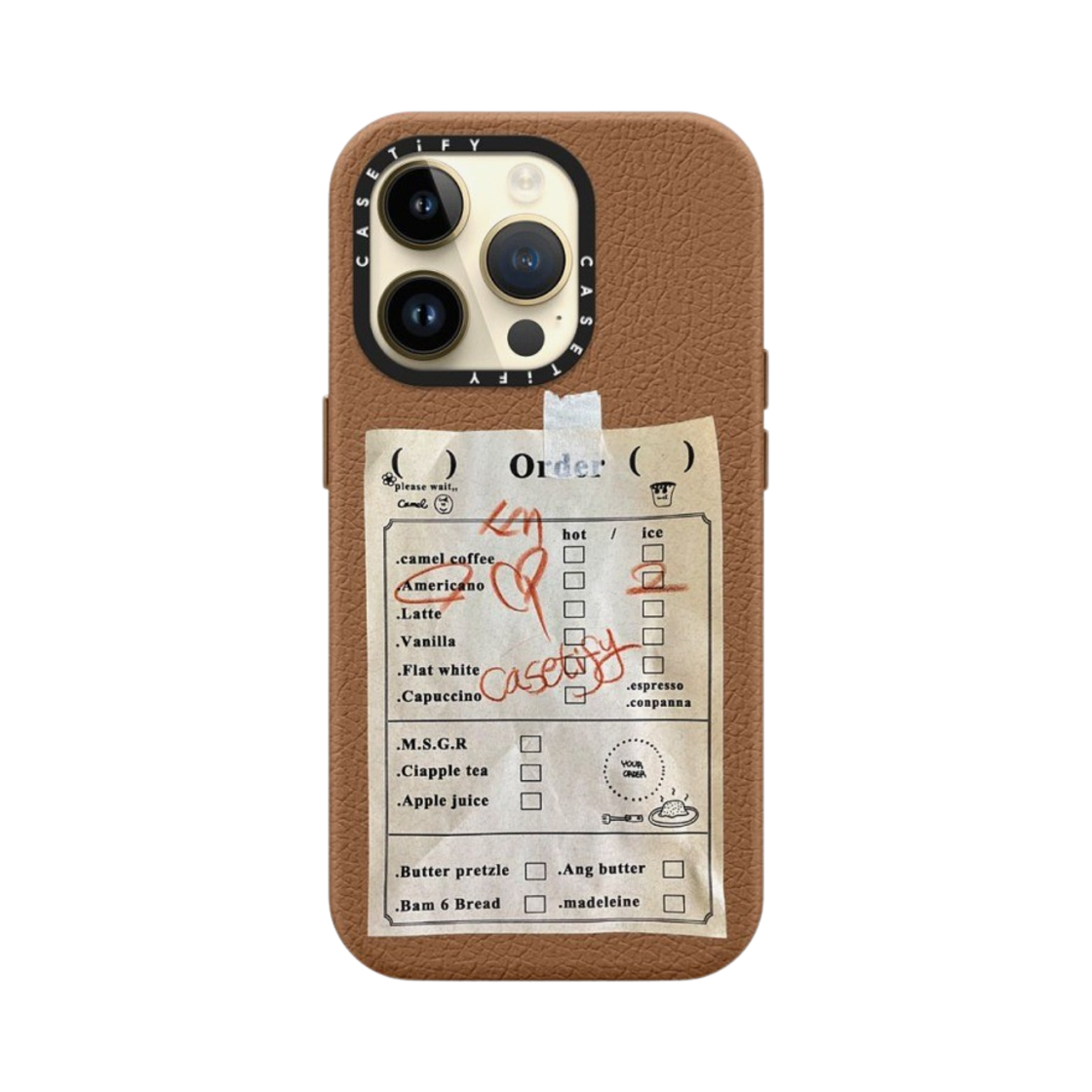 케이스티파이 x 카멜 커피 아이폰 오더 페이퍼 맥세이프 레더 케이스 라떼(Casetify x Camel Coffee iPhone Order Paper Magsafe Leather Case Latte) - 4