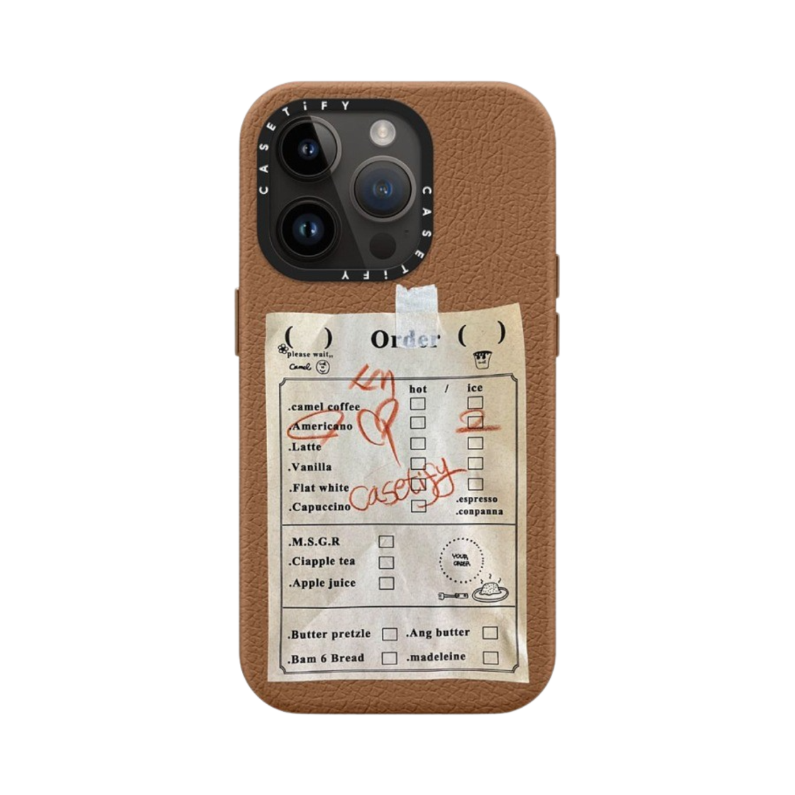 케이스티파이 x 카멜 커피 아이폰 오더 페이퍼 맥세이프 레더 케이스 라떼(Casetify x Camel Coffee iPhone Order Paper Magsafe Leather Case Latte) - 3
