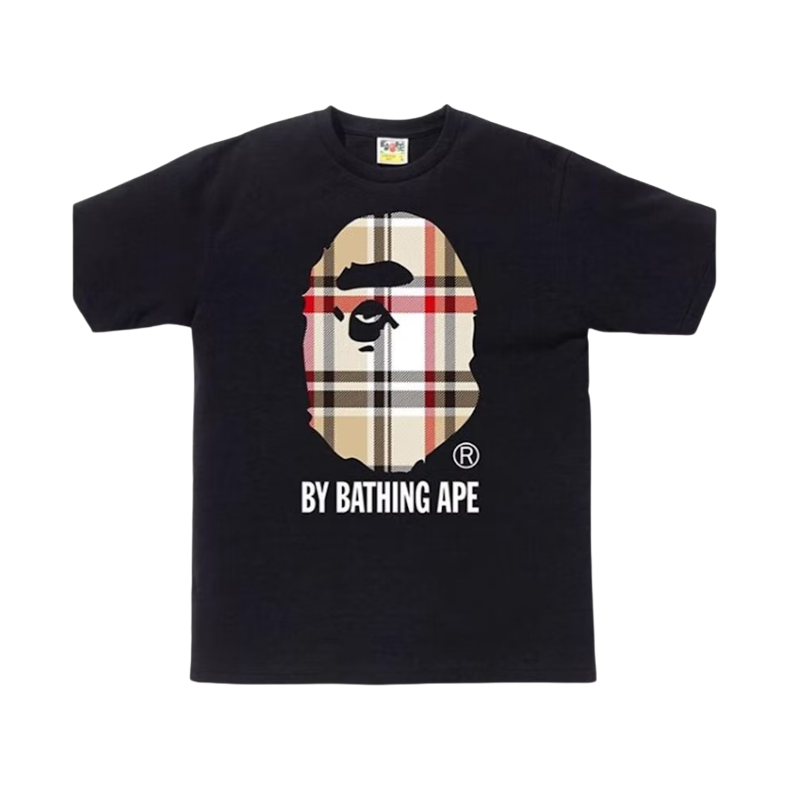 베이프 체크 바이 베이싱 에이프 티셔츠 블랙 베이지(BAPE Check By Bathing Ape T-Shirt Black Beige) - 1