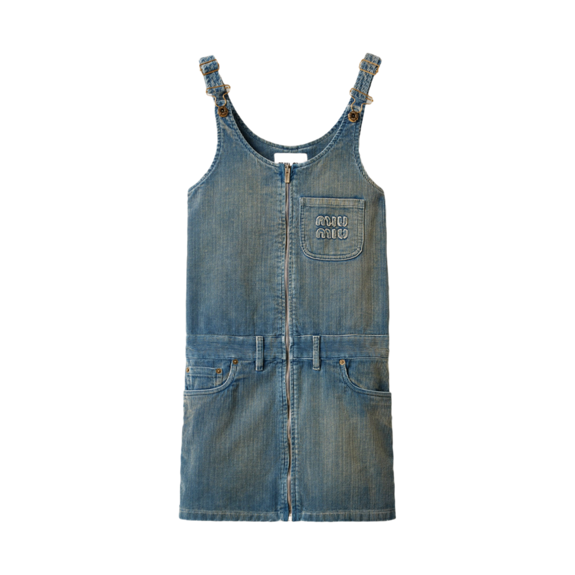 MF5635-16DE-F0013 (W) Miu Miu Washed Corduroy Mini Dress Sapphire Blue