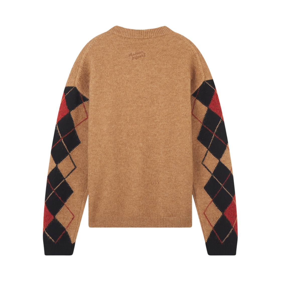 메종 키츠네 아가일 컴포트 점퍼 베이지 블랙 번트 레드(Maison Kitsune Argyle Comfort Jumper Beige Black Burnt Red) - 2