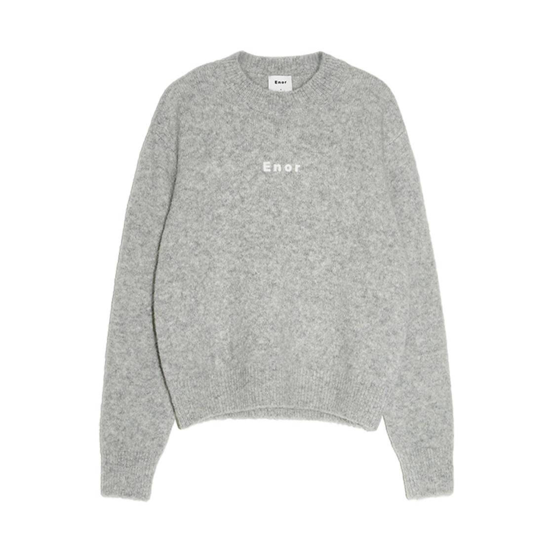 엔오르 우먼 로고 에센셜 니트 풀오버 그레이