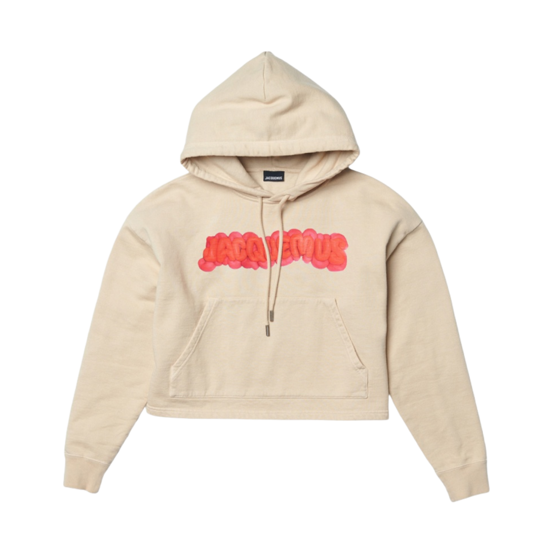 (W) 자크뮈스 르 스웨트셔츠 페이트 모델러 클레이 로고 크롭 후드 베이지((W) Jacquemus Le Sweatshirt Pate a Modeler Clay Logo Cropped Hoodie Beige) - 1