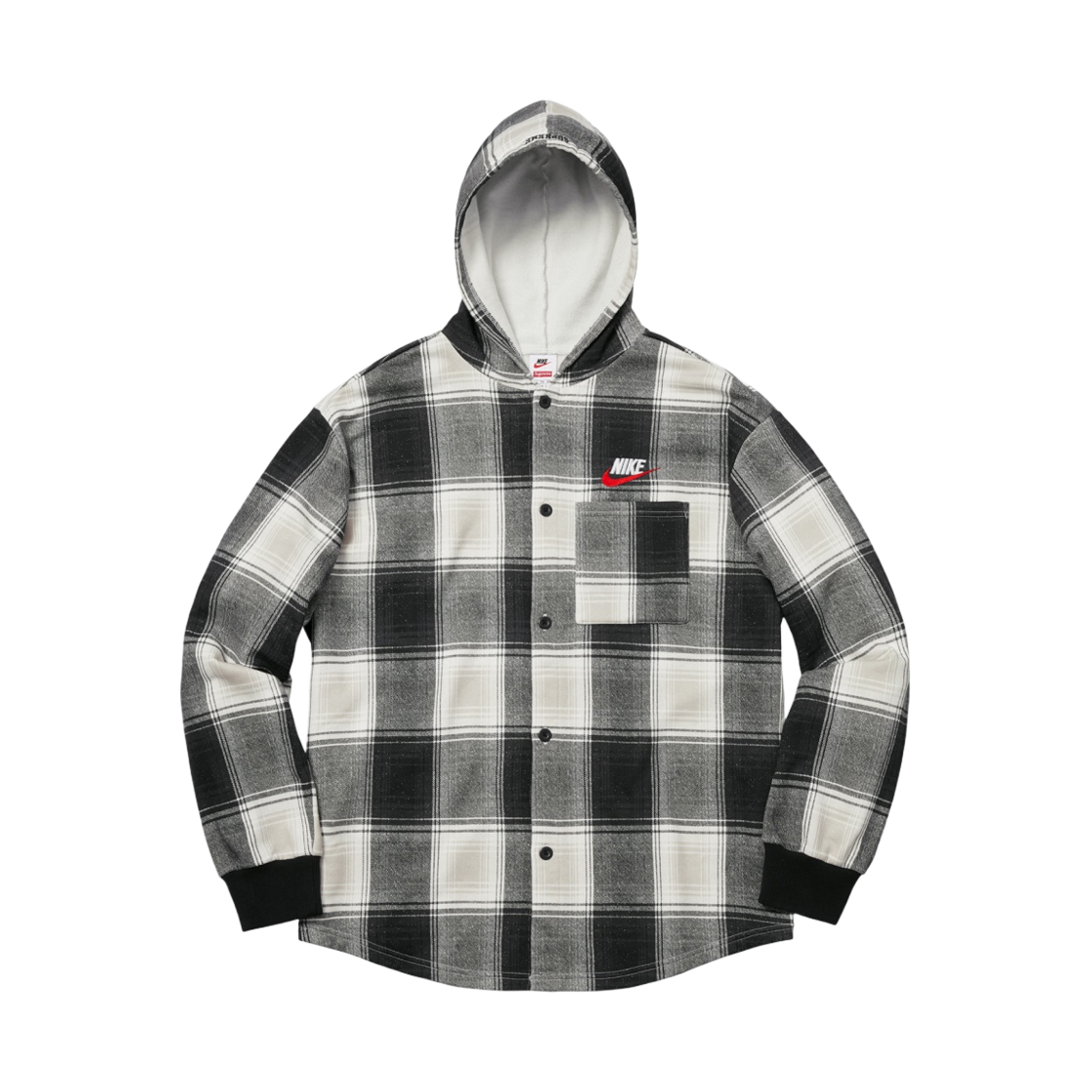 슈프림 x 나이키 플래드 후드 스웨트셔츠 블랙 - 18FW(Supreme x Nike Plaid Hooded Sweatshirt Black - 18FW) - 1
