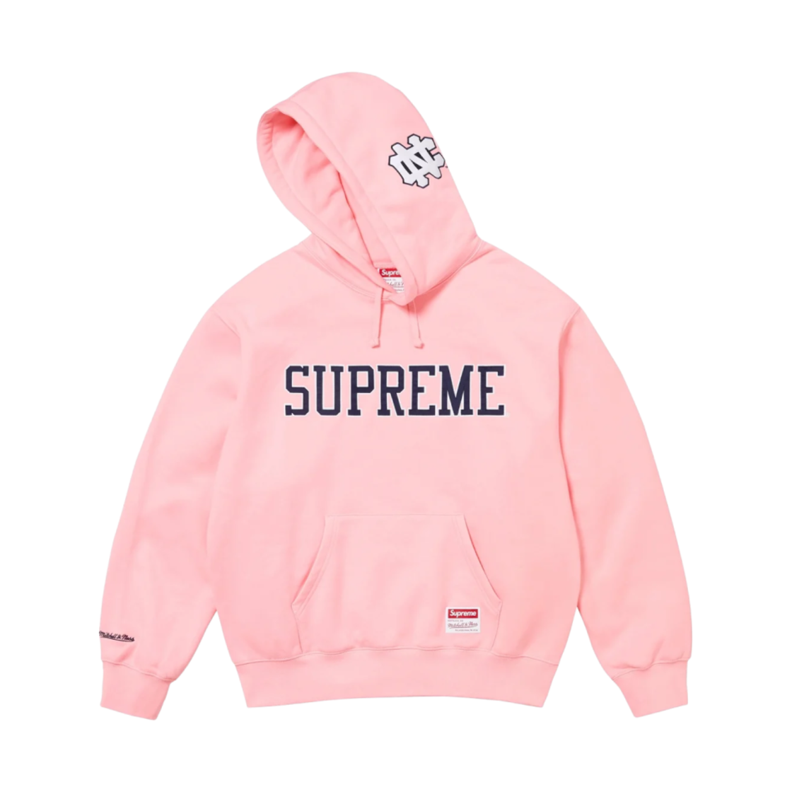 슈프림 미첼 & 네스 NCAA 후드 스웨트셔츠 핑크 - 24FW(Supreme Mitchell & Ness NCAA Hooded Sweatshirt Pink - 24FW)