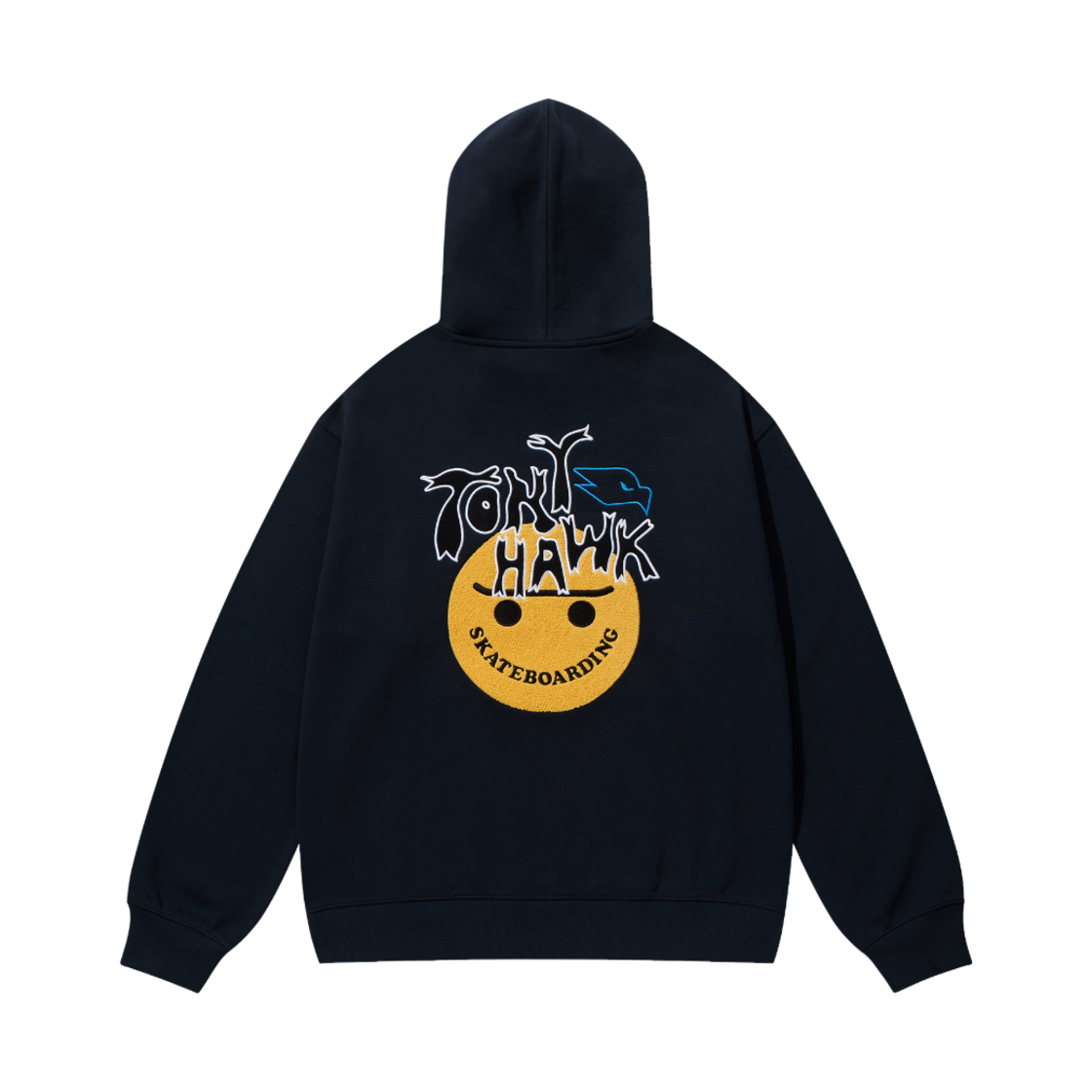 토니호크 스마일 부클 자수 그래픽 후디 네이비