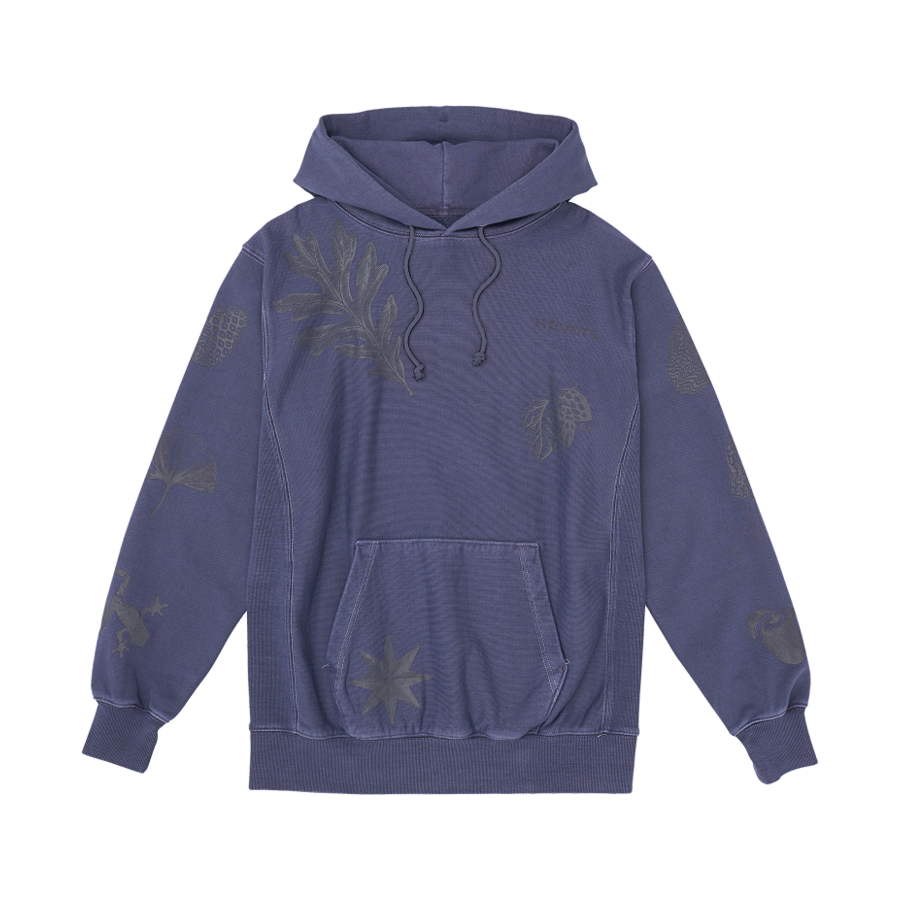 헤베츠 맨 가먼트다잉 프린트 후디 인디고(Hevets M Garment Dyeing Print Hoodie Indigo)