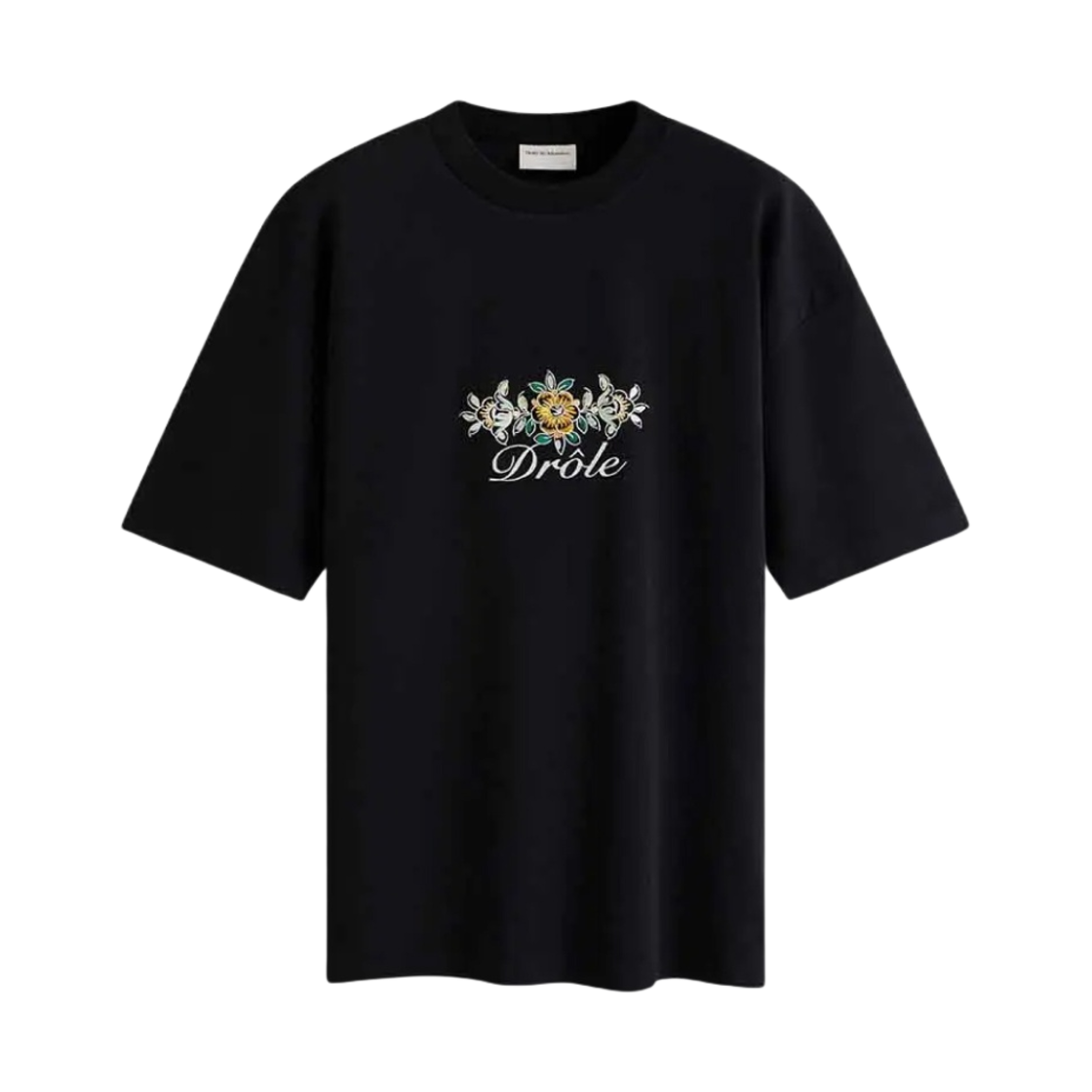 드롤 드 무슈 드롤 플러리 르 티셔츠 블랙(Drole de Monsieur Drole Fleuri Le T-Shirt Black)