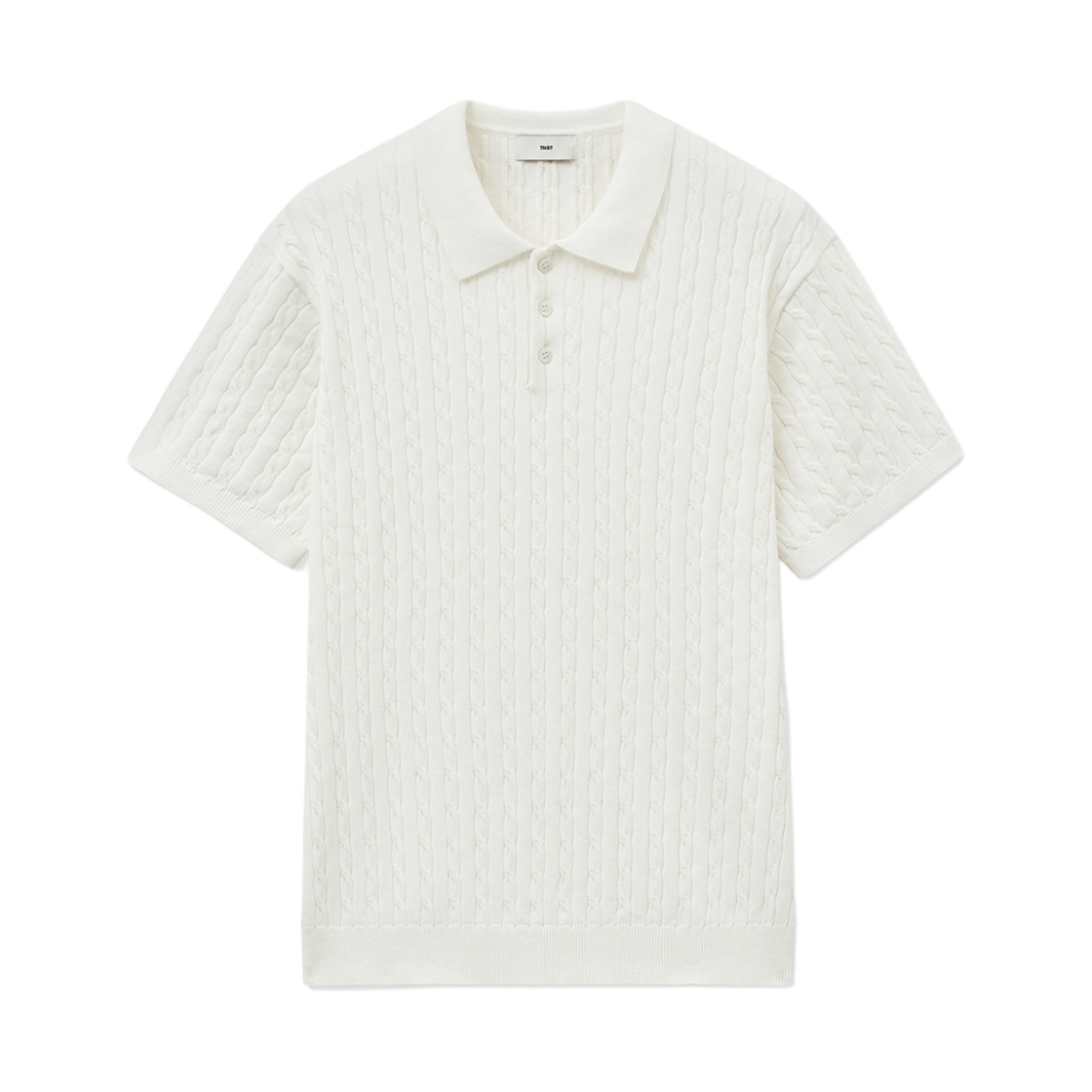 티엔지티 케이블 폴로 니트 탑 크림(TNGT Cable Polo Knit Top Cream)