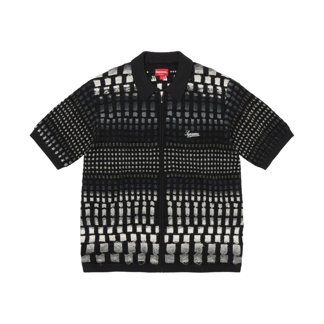 슈프림 그라디언트 그리드 집업 폴로 블랙 - 23SS(Supreme Gradient Grid Zip Up Polo Black - 23SS)