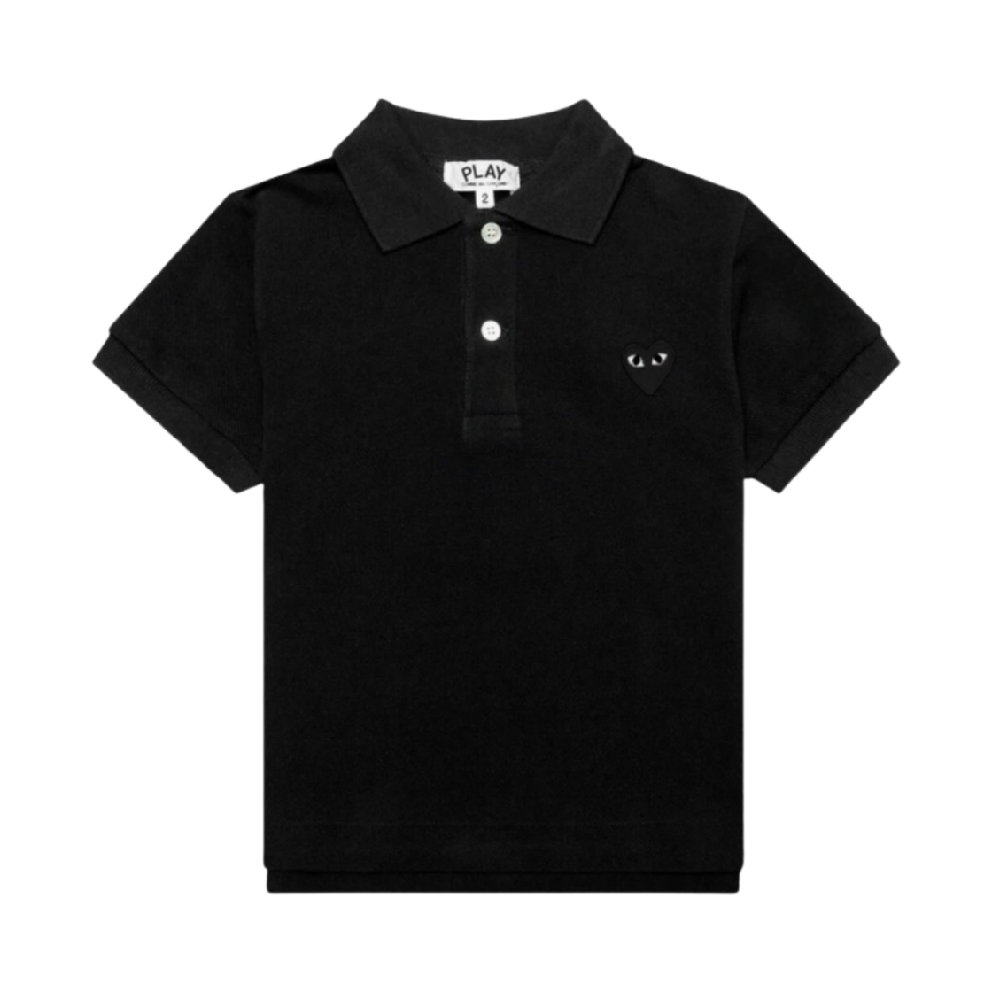 (키즈) 플레이 꼼데가르송 블랙 하트 폴로 셔츠 블랙((Kids) Play Comme des Garcons Black Heart Polo Shirt Black) - 1