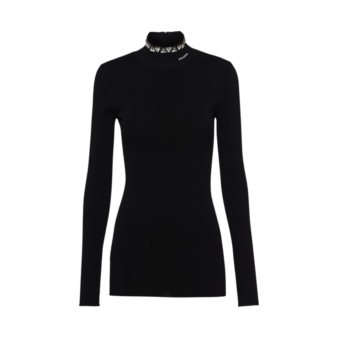 (W) 프라다 비스코스 터틀넥 크리스탈 블랙((W) Prada Viscose Turtleneck with Crystals Black) - 1