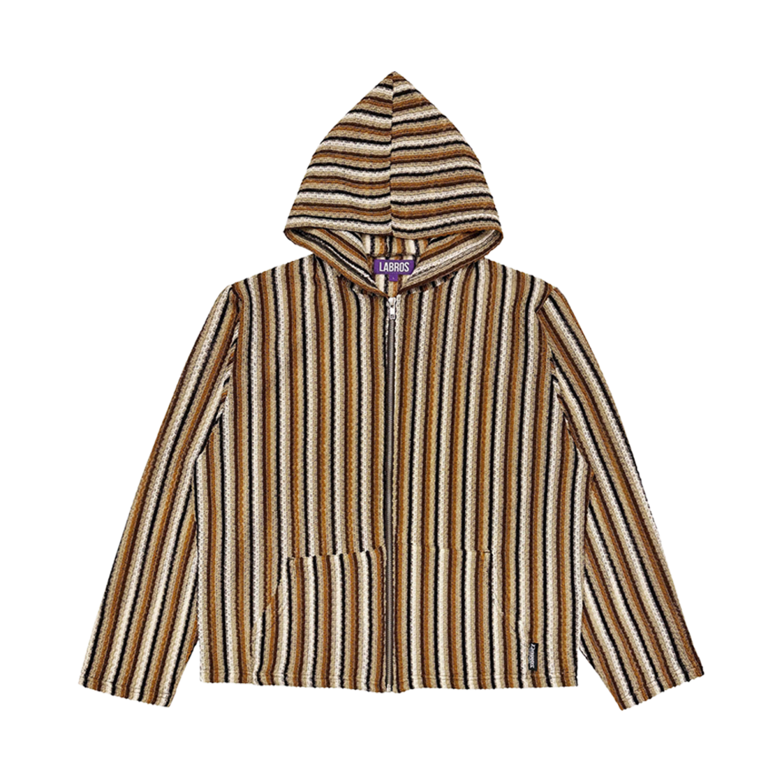 - Labros Mesh Zip Up Hoodie Brown