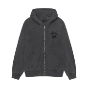 Stussy Rasta Lion Pigment Dyed Zip Hoodie Black