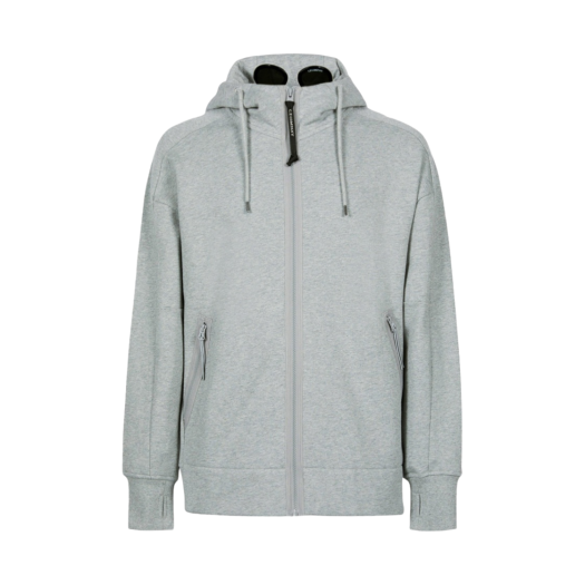C.P. Company Diagonal Raised Fleece Goggle Hoodie Grey Melange - 22FW