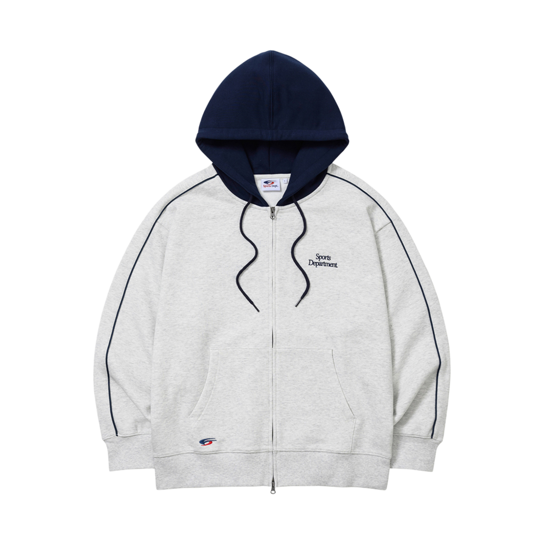 스포츠뎁트 파이핑 배색 후드 집업 오트밀(Sports Dept Piping Coloring Hood Zip-Up Oatmeal)