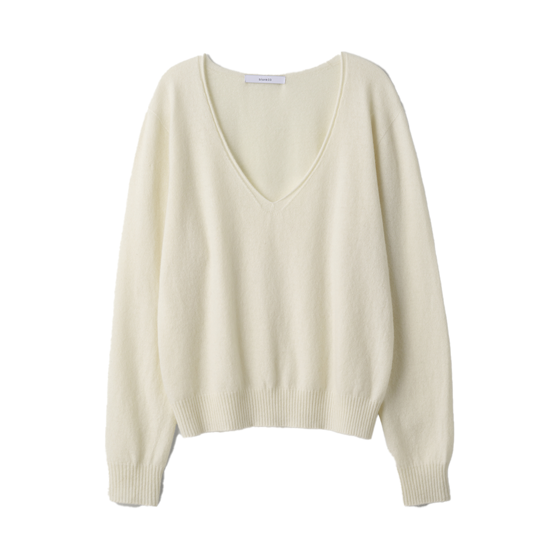 블랭크공삼 캐시미어 홀가먼트 풀오버 아이보리(Blank03 Cashmere Whole-Garment V Pullover Ivory)