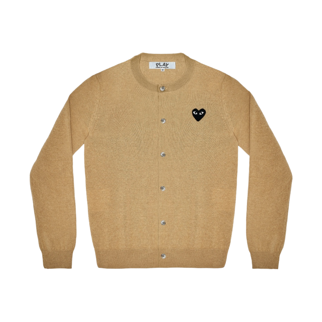 AX-N023-051-3 Play Comme des Garcons Black Heart Knit Cardigan Beige