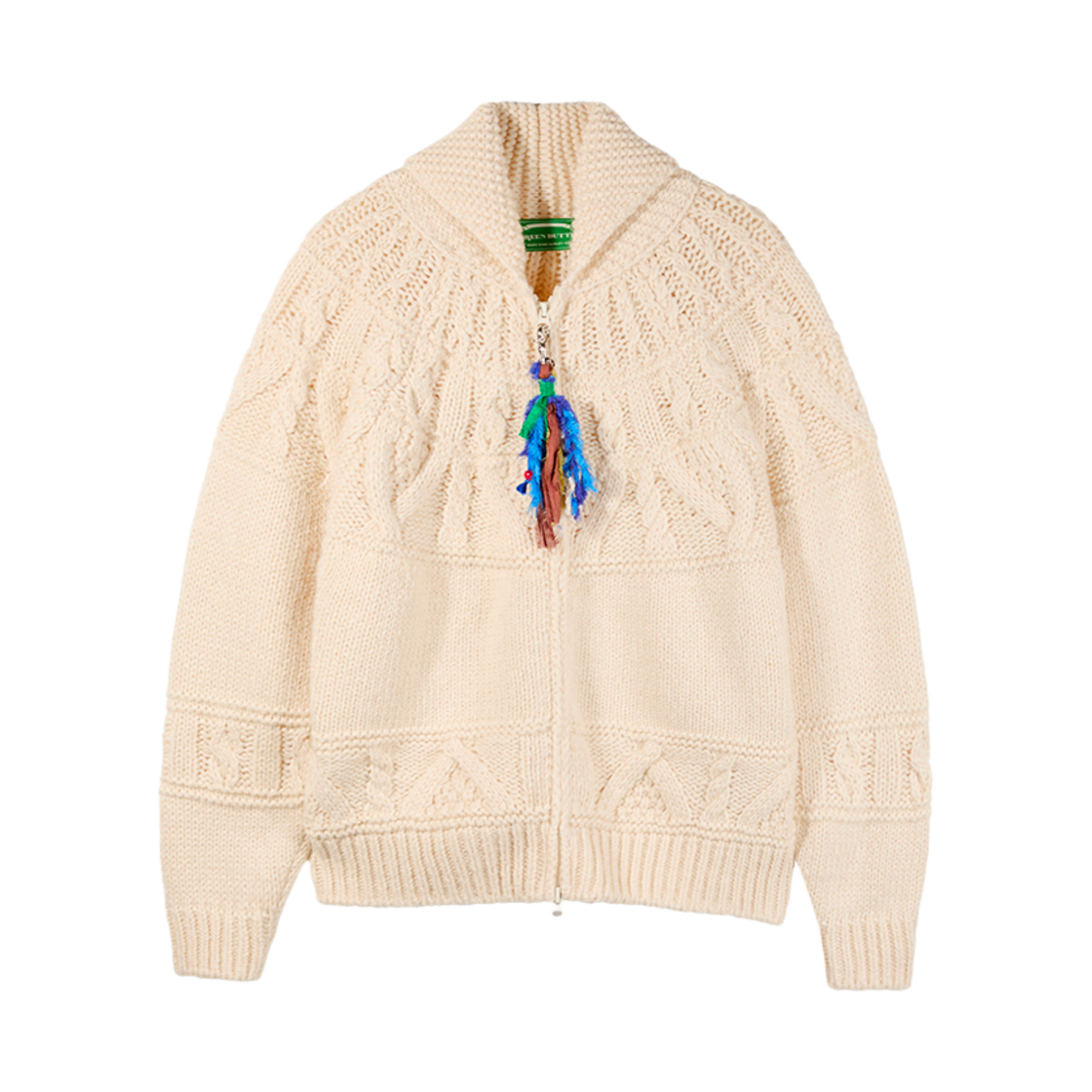 그린버터 참 노르딕 케이블 가디건 라이트 베이지