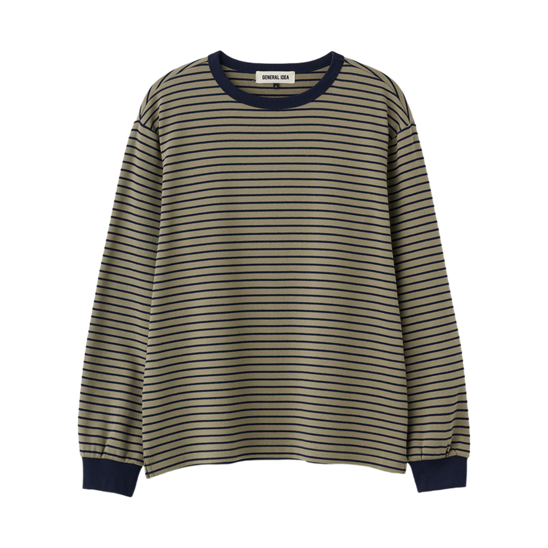 제너럴아이디어 유니섹스 베이직 스트라이프 롱 슬리브 티 올리브(General Idea Unisex Basic Stripe Long Sleeve T Olive) - 1
