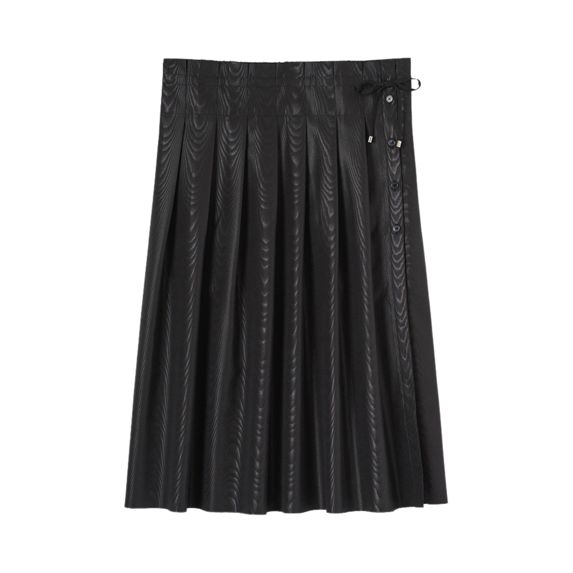윤세 우먼 스트링 플리츠 스커트 블랙