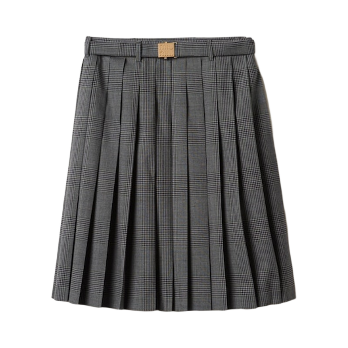 (W) 미우 미우 프린스 오브 웨일즈 체크 스커트 앤트러사이트 그레이((W) Miu Miu Prince of Wales Check Skirt Anthracite Gray) - 1