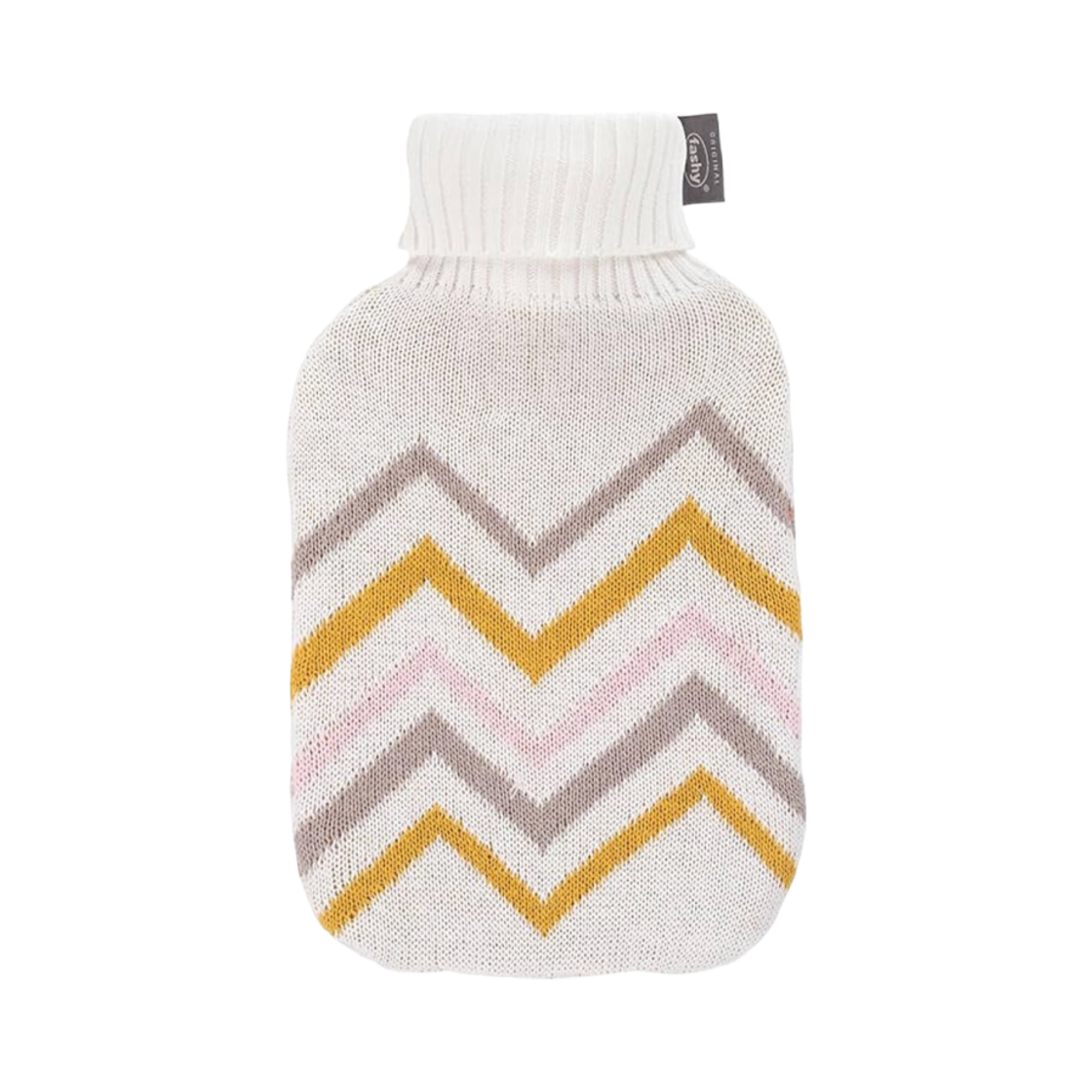 67404-10 Fashy Hot Water Bottle 2L with Knitted Cover White