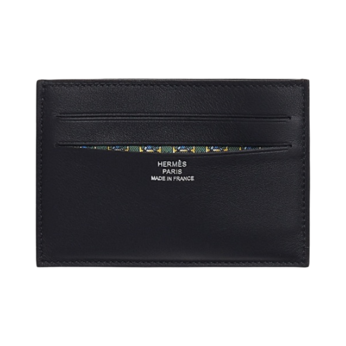 H084440CAAA Hermes Citizen Twill Card Holder Swift & Noir Vert Moyen Bleu Saphir