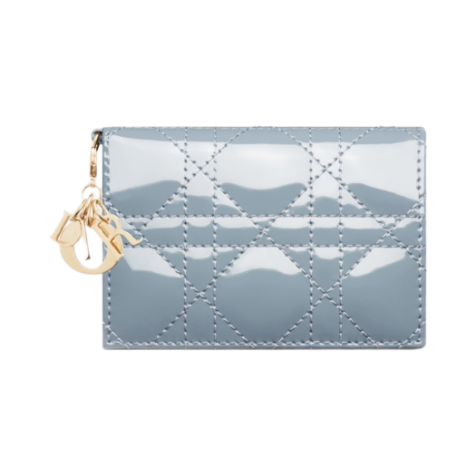 S0011OVRB-M81B Dior Lady Flap Card Holder Cloud Blue Patent Cannage Calfskin