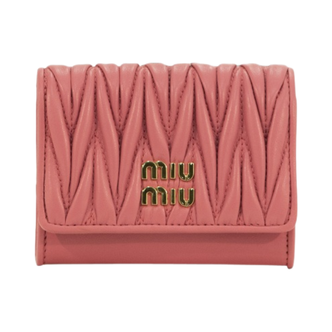 미우 미우 마테라쎄 나파 가죽 포켓 카드 홀더 베고니아 핑크(Miu Miu Matelasse Nappa Leather Pocket Card Holder Begonia Pink) - 1