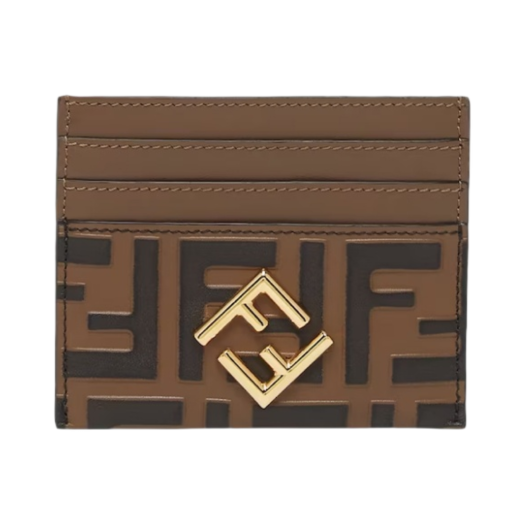 8M0445ADYMF13VK Fendi FF Diamonds Card Case Brown