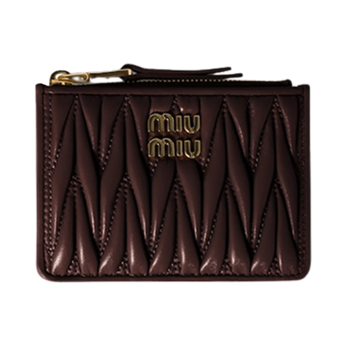 5MC093-2FPP-F0NBL Miu Miu Matelasse Nappa Leather Card Holder Brown