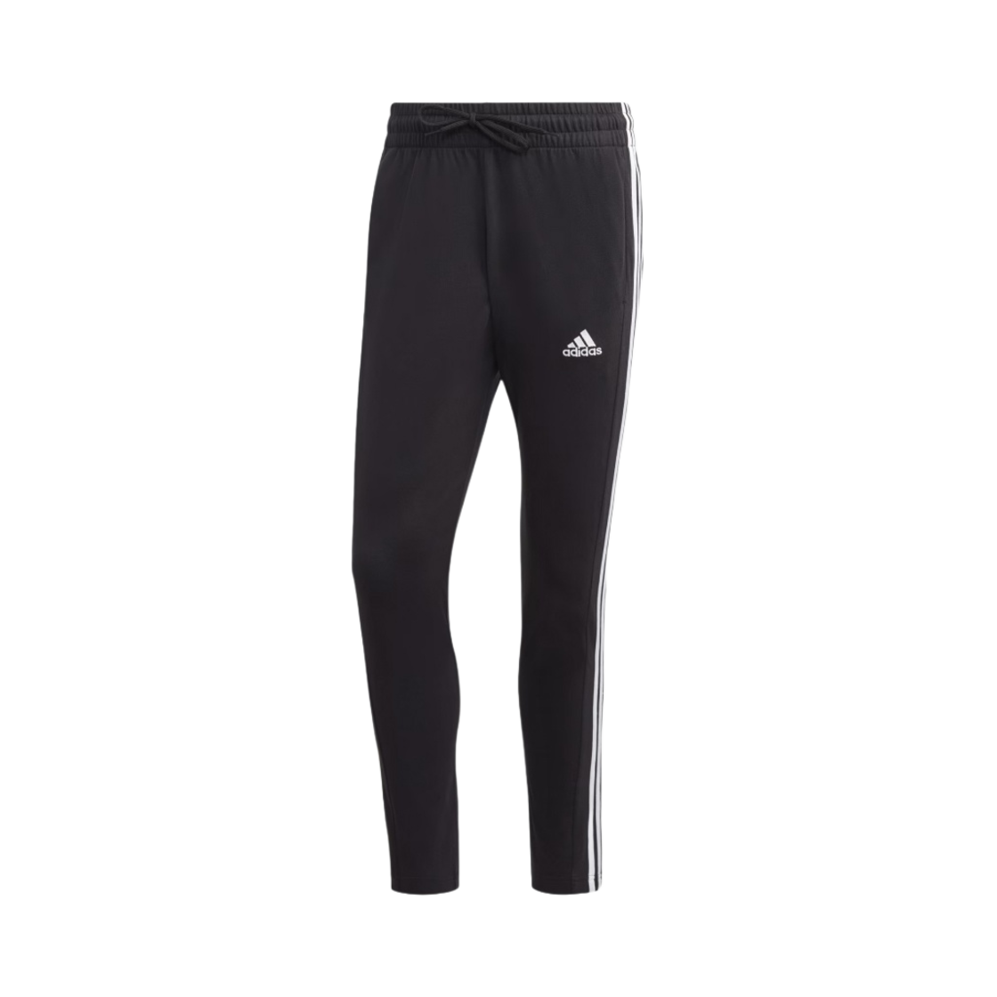 IC0044 Adidas Essential Single Jersey Tapered Open Hem 3-Stripes Pants Black - KR Sizing