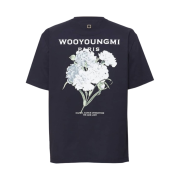 Wooyoungmi Flower Print Back Logo T-Shirt Navy - 21SS