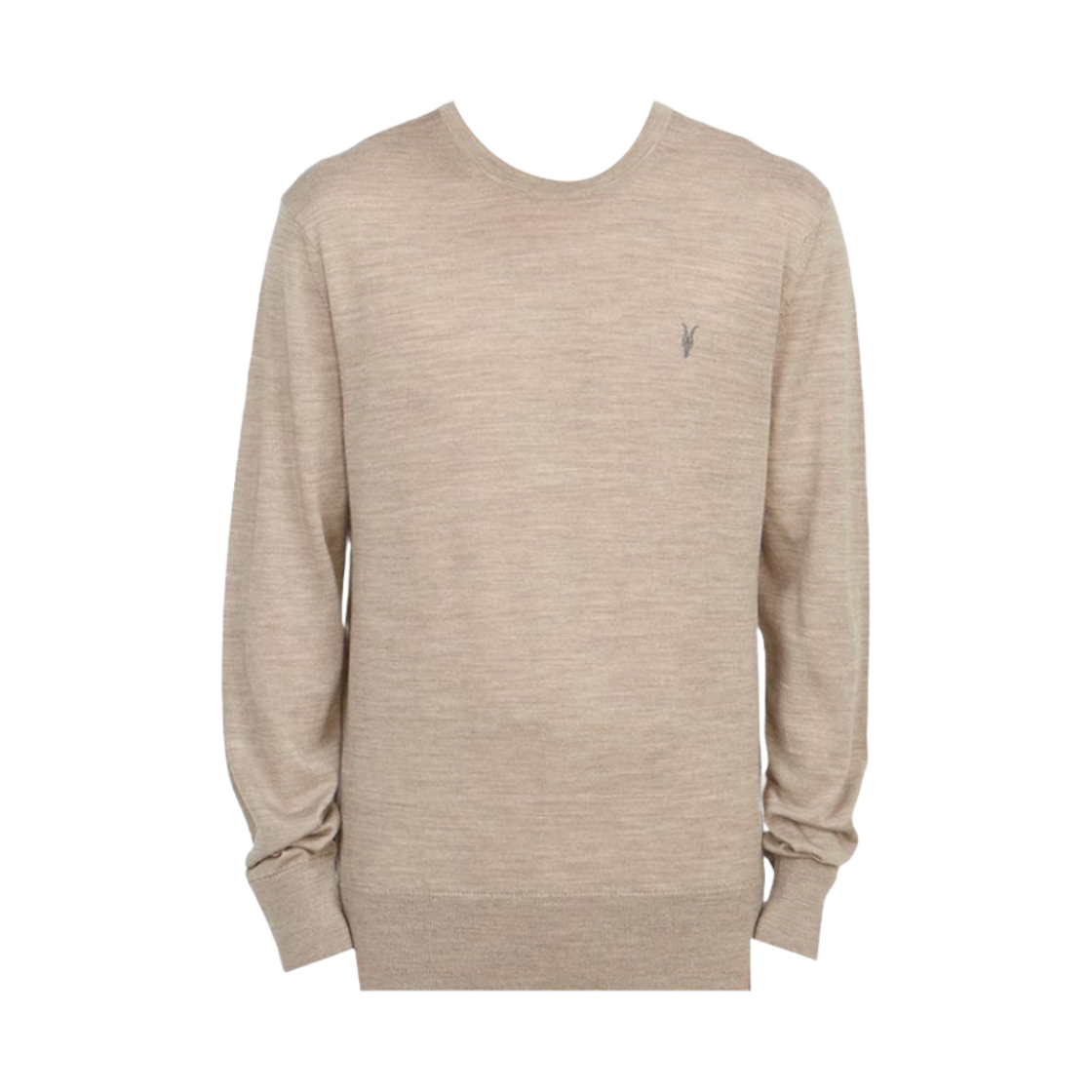 MK129D All Saints Mode Merino Crew Neck Ramskull Jumper Stone Taupe Marl