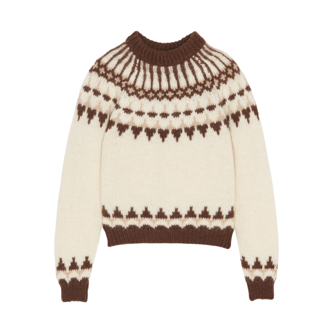 생로랑 울 모헤어 스웨터 내츄럴 마론 에 베이지(Saint Laurent Sweater in Wool Mohair Naturel Marron Et Beige) - 1