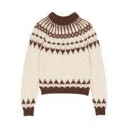 Saint Laurent Sweater in Wool Mohair Naturel Marron Et Beige
