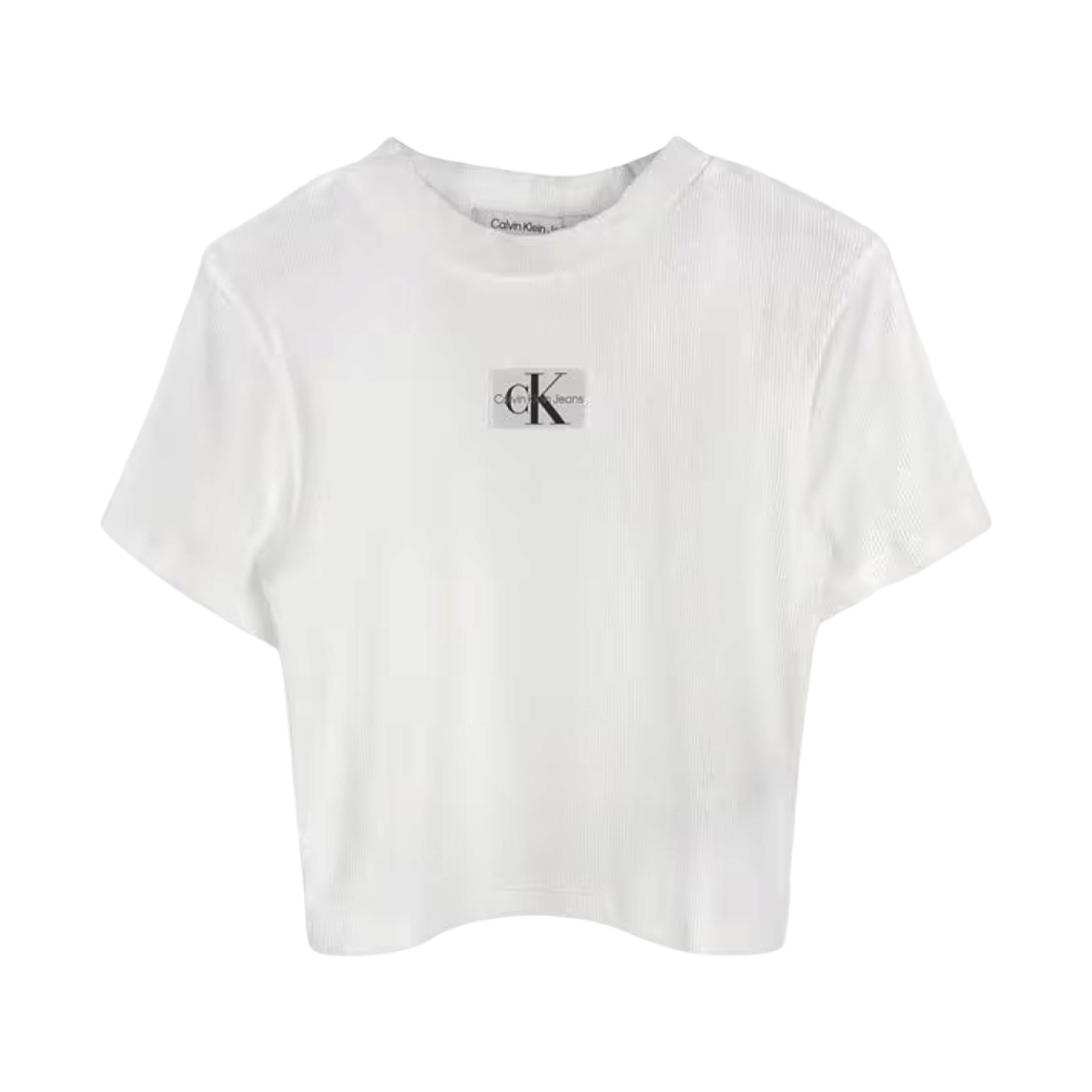J20J221595YAF (W) Calvin Klein Ribbed Jersey Badge T-Shirt Bright White