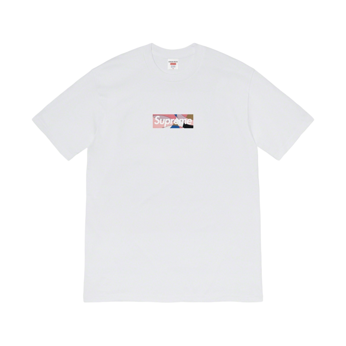 슈프림 x 에밀리오 푸치 박스로고 티셔츠 화이트 더스티 핑크 - 21SS