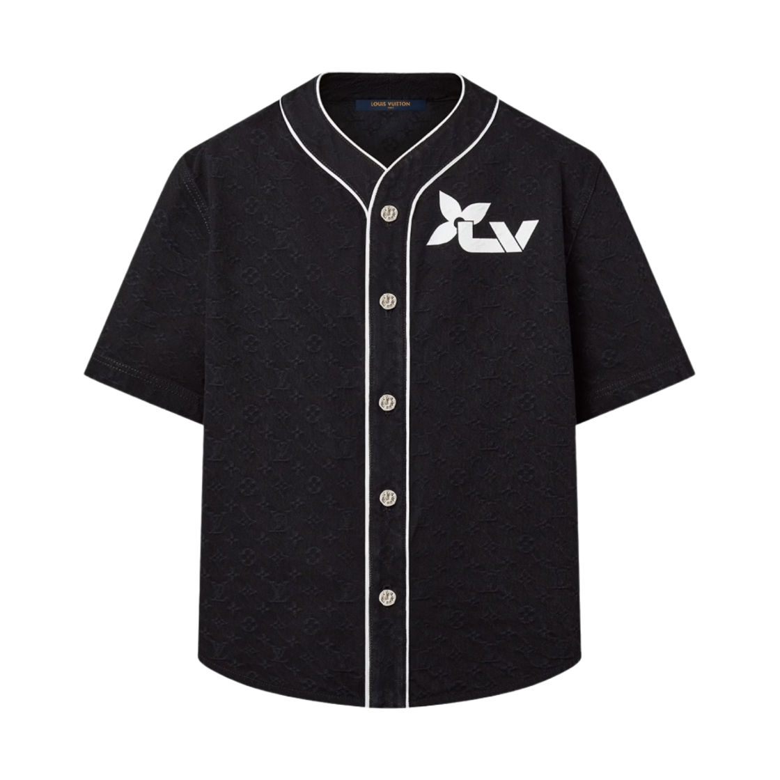 루이비통 모노그램 숏슬리브 데님 자카드 셔츠 블랙(Louis Vuitton Monogram Short Sleeve Denim Jacquard Shirt Black) - 1