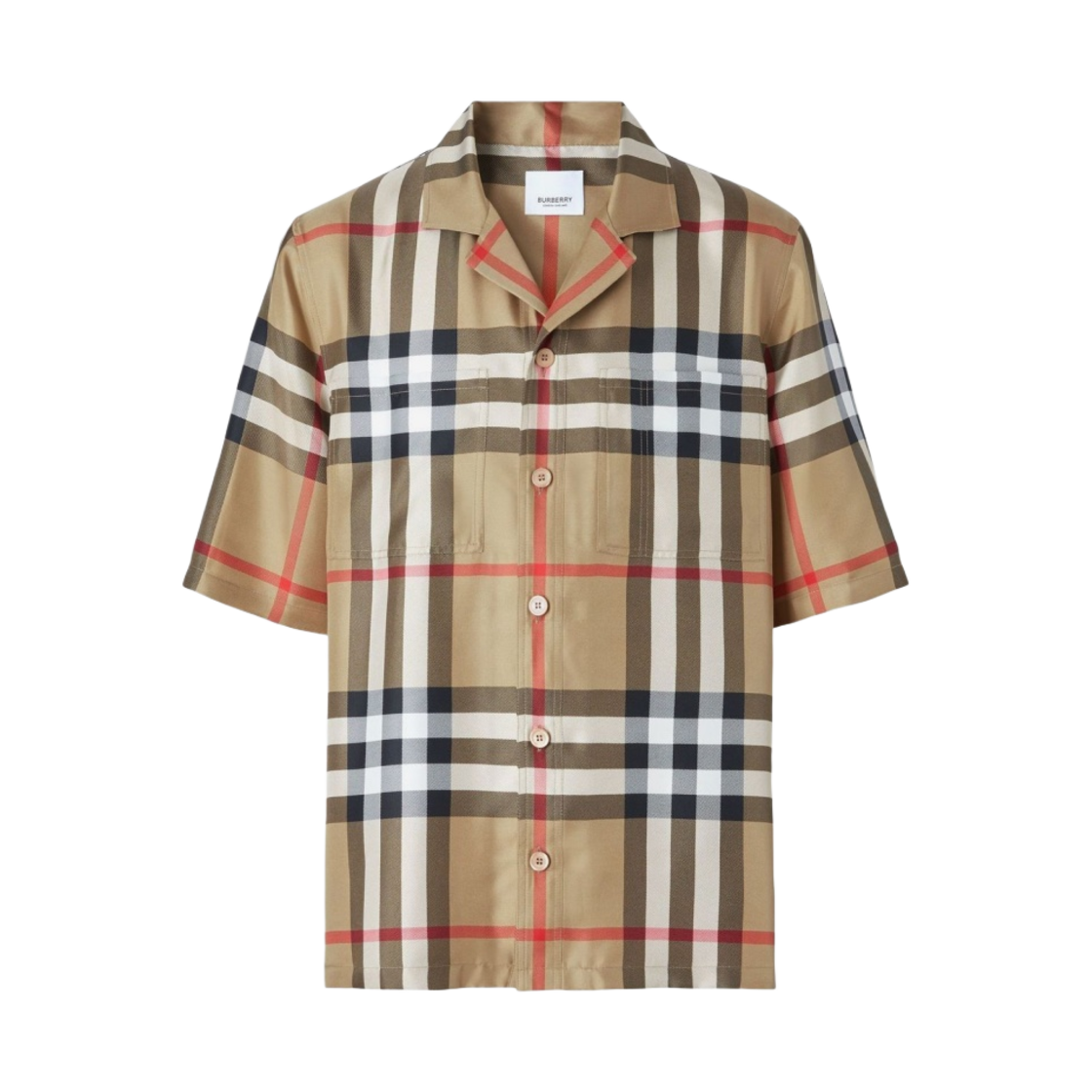 버버리 리팸 숏슬리브 체크 실크 셔츠 아카이브 베이지(Burberry Reepham Short Sleeve Check Silk Shirt Archive Beige) - 1